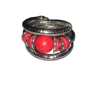 Wrap bracelet. Cracked Red Bead and silver. NWOT